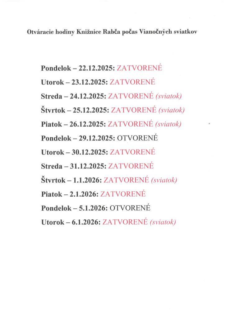 OZNAM - Obecná knižnica