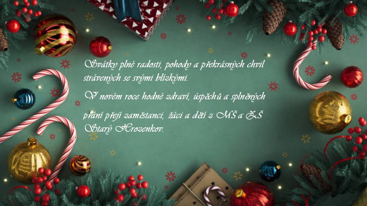 Vánoční prázdniny začínají v pondělí 23. prosince 2024  a končí v pátek 3. ledna 2025.  Vyučování začne v pondělí 6. ledna 2025.