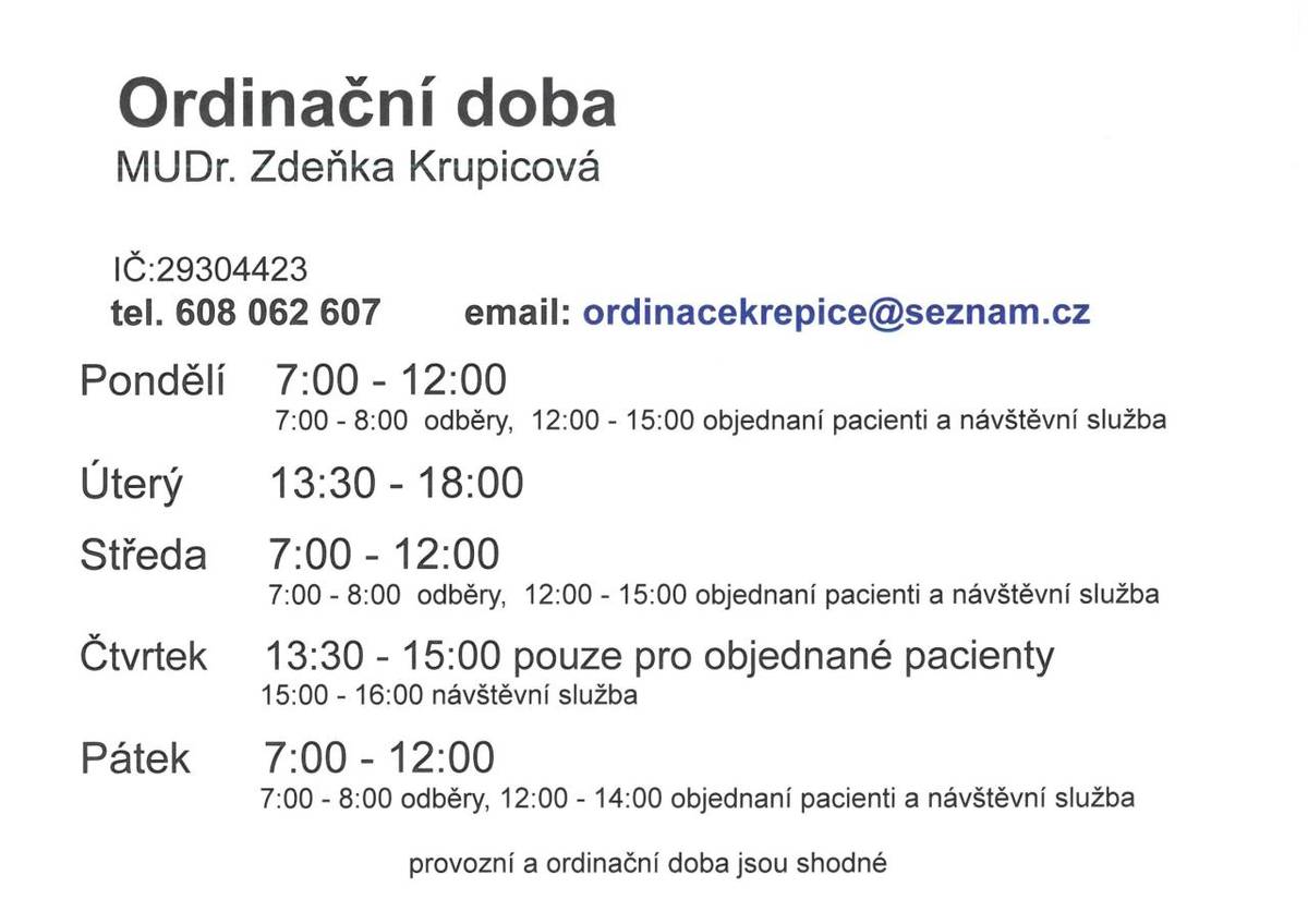 MUDr. Krupicová přebírá ordinaci MUDr. Medka