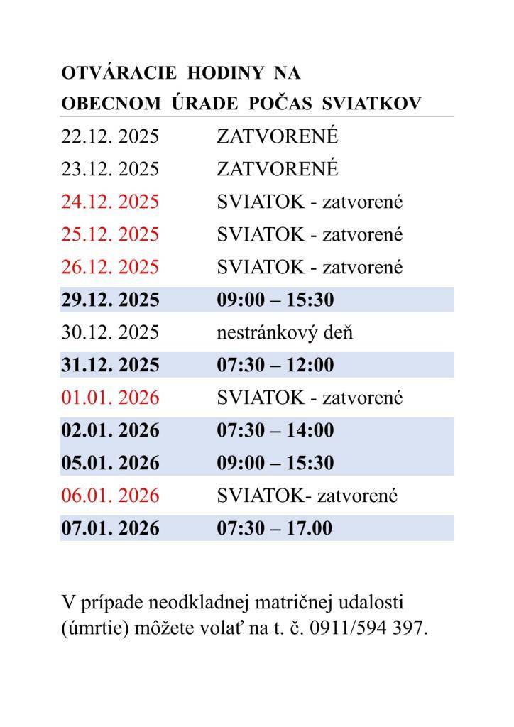 Viac informácií nájdete v prílohe.