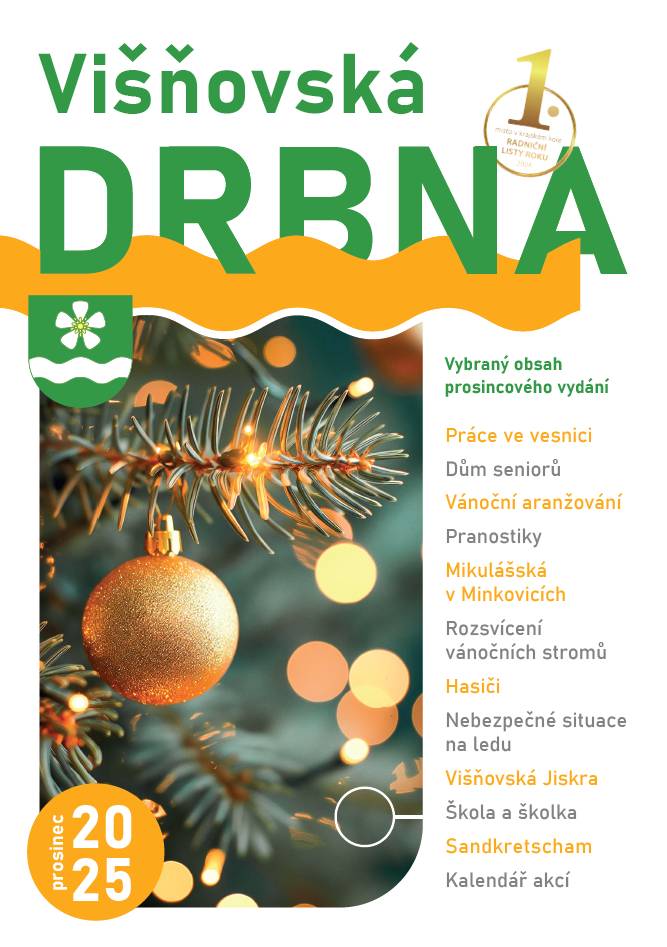 Višňovská drbna - Prosinec 2025 bude během dneška k odběru na obvyklých odběrných místech. Ale už nyní jí najdete k prolistování na stránkách freedlantsko.eu i na webových stránkách obce.