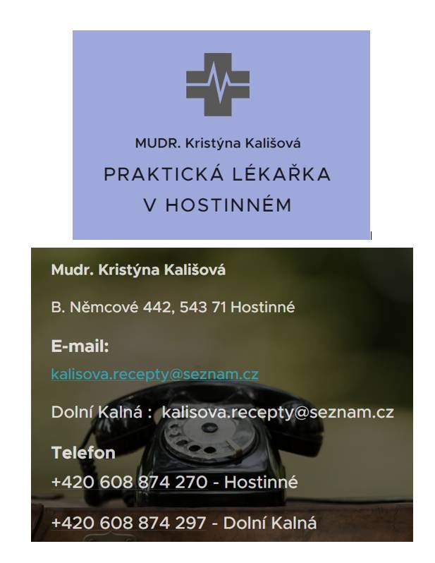 Ordinace Dolní Kalná ve čtvrtek 18.12.2025 pouze 13:30 - 14:30