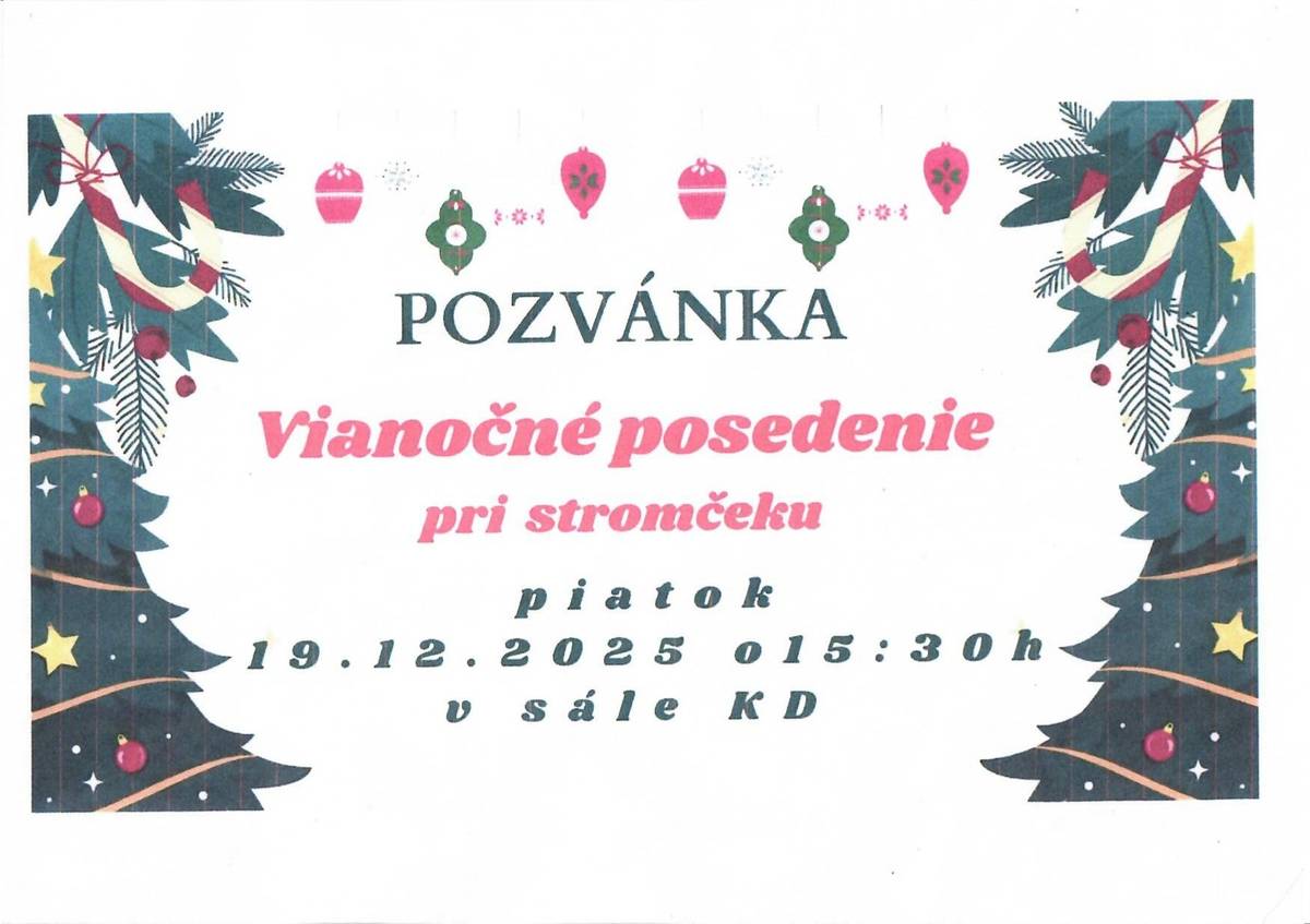 Pozvánka na Vianočné posedenie pri stromčeku.