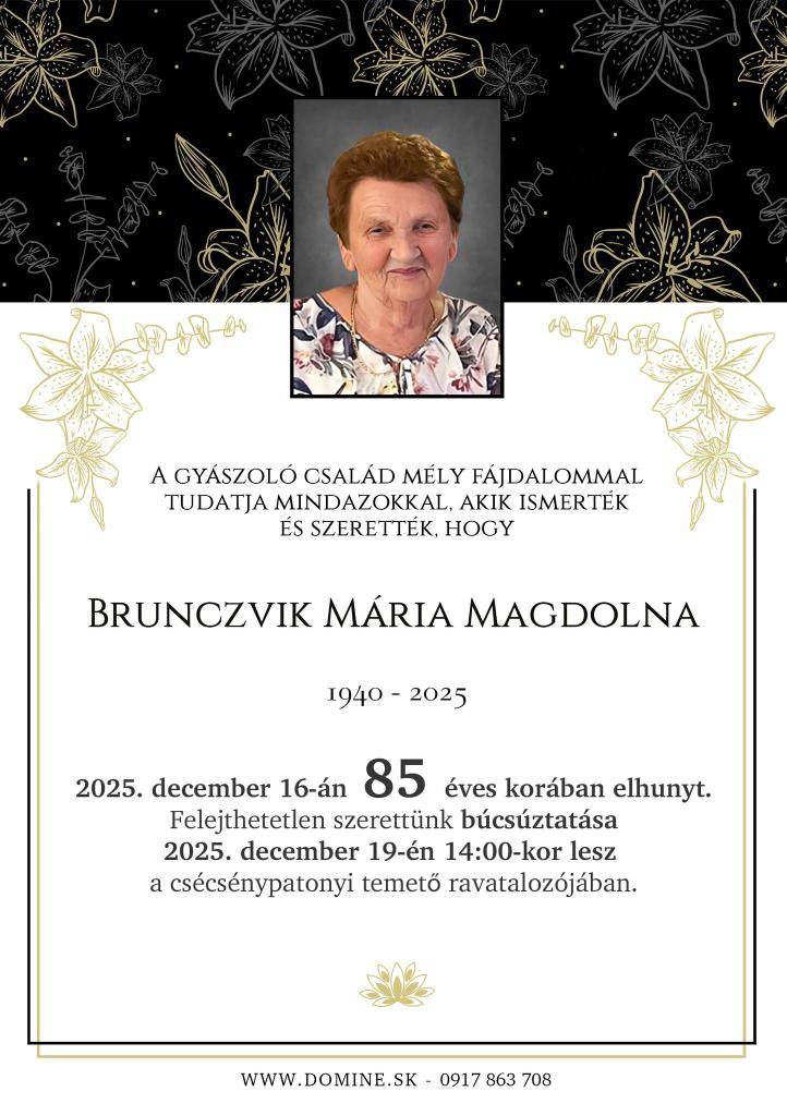 Gyászjelentés - Smútočný oznam