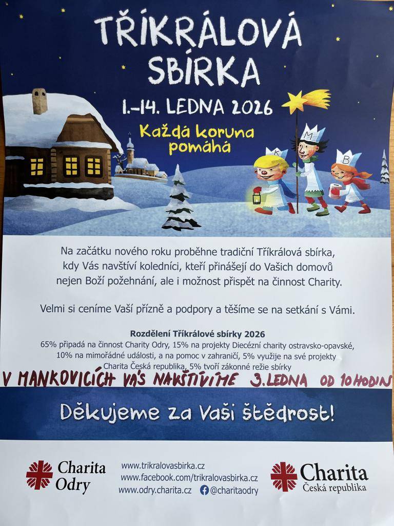 V Mankovicích proběhne v sobotu 3.1.2026 od 10.00 hodin.