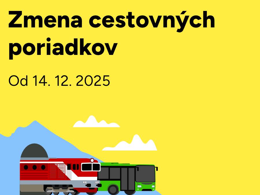 Od 14. decembra začala platiť každoročná zmena cestovného poriadku železničnej aj autobusovej dopravy. Cieľom organizačných zmien je zvýšiť mieru koordinácie, pravidelnosti a spoľahlivosti verejnej dopravy, optimalizovať ponuku spojov, zabezpečiť čo najviac prestupných nadväzností medzi autobusmi a vlakmi a zapracovať do cestovných poriadkov opodstatnené pripomienky cestujúcich. Na základe údajov z Centrálneho dispečingu IDS Východ bolo pre zvýšenie spoľahlivosti regionálnej autobusovej dopravy vykonaných aj množstvo časových úprav odchodov spojov zo zastávok, ktoré začali platiť od 14. decembra 2025, a preto je dôležité, aby si cestujúci skontrolovali svoje pravidelné spojenia na www.cp.sk.