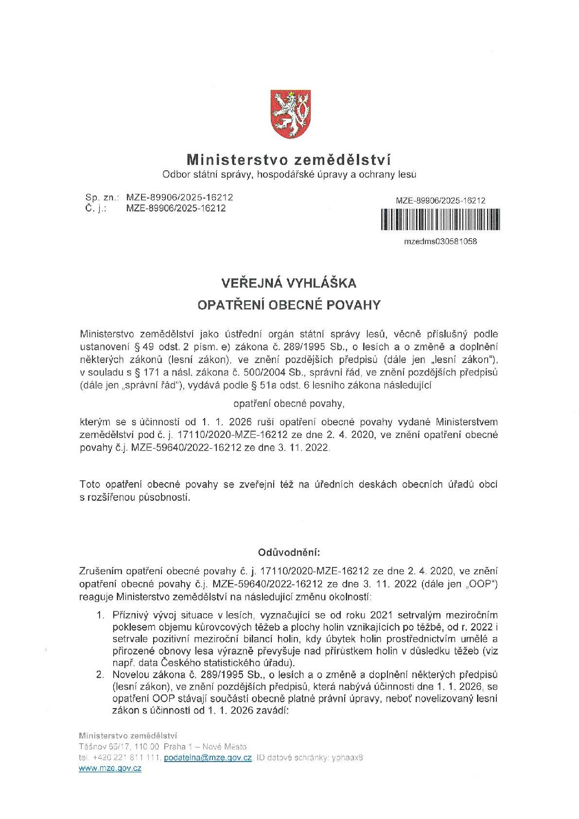 VV - opatření obecné povahy