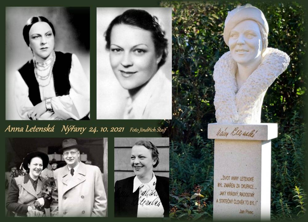 V neděli 24. října 2021 byla v Nýřanech před kulturním domem slavnostně odhalena busta herečky Anny Letenské, nýřanské rodačky popravené nacisty.