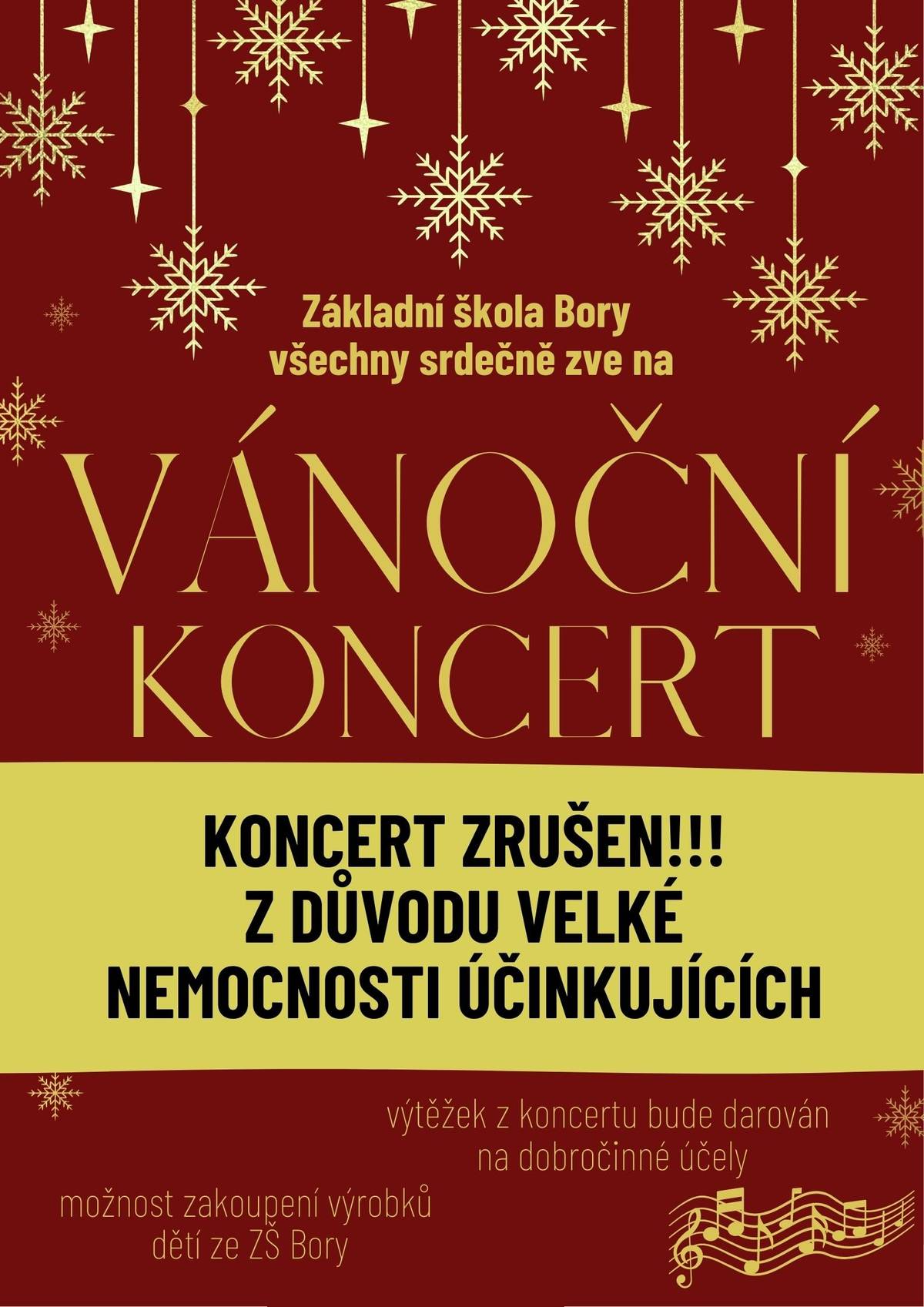 Milí návštěvníci, z důvodu vysoké nemocnosti účinkujících je bohužel dnešní Vánoční koncert základních škol zrušen. Náhradní lednový termín bude upřesněn. Děkujeme za pochopení. Vedení ZŠ Bory