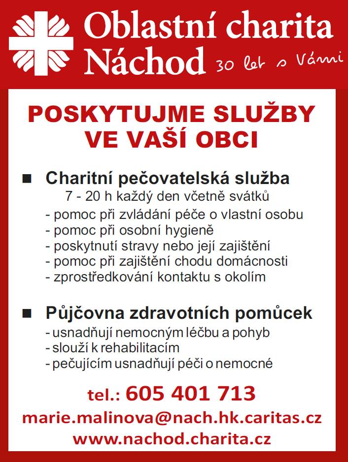 Oblastní charita Náchod 30 let s Vámi.