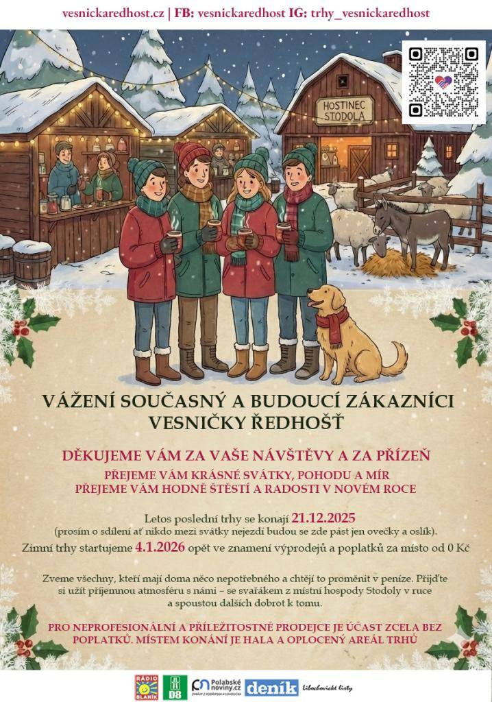 Trhy v Ředhošti o Vánocích 2025