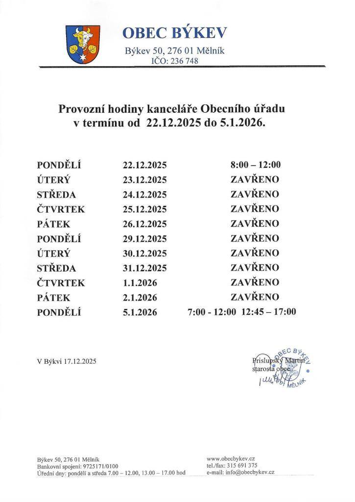 v termínu od 22.12.2025 do 5.1.2026
