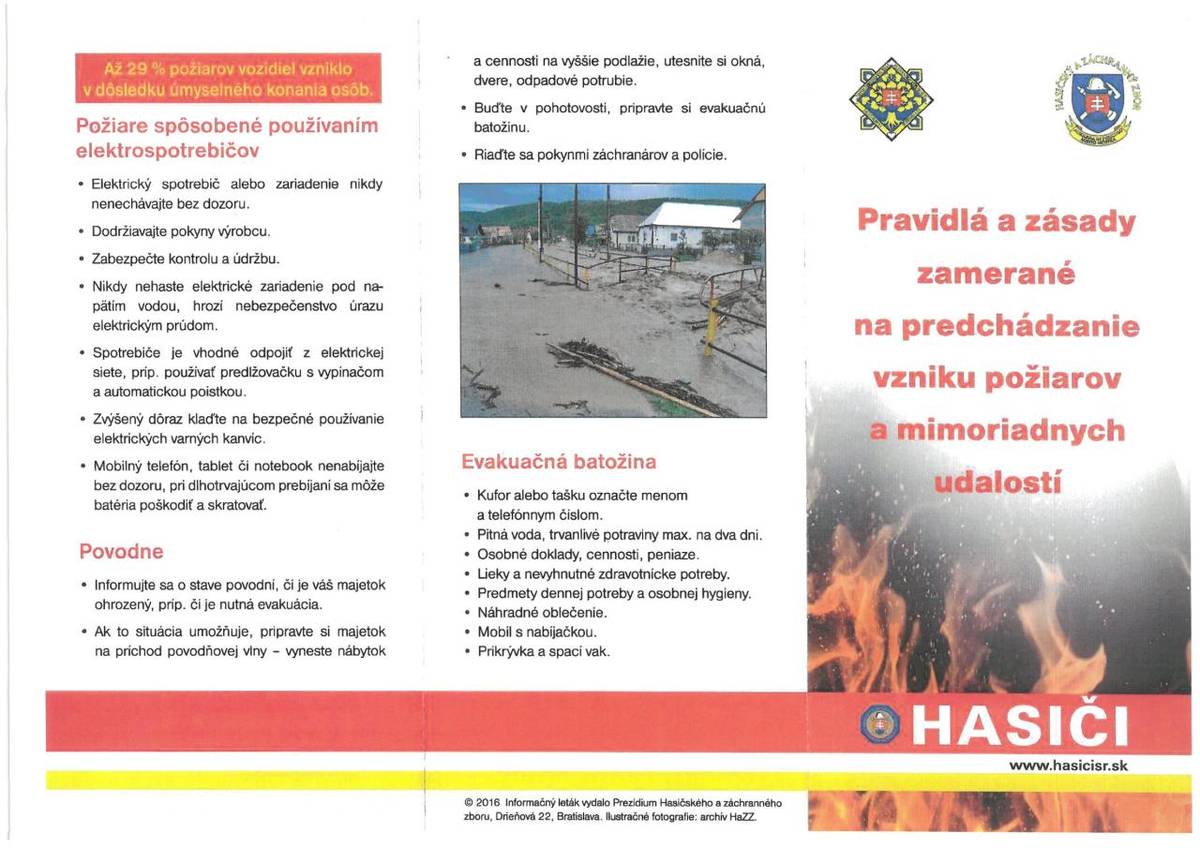 Pravidlá a zásady zamerané na predchádzanie vzniku požiarov a mimoriadnych udalostí