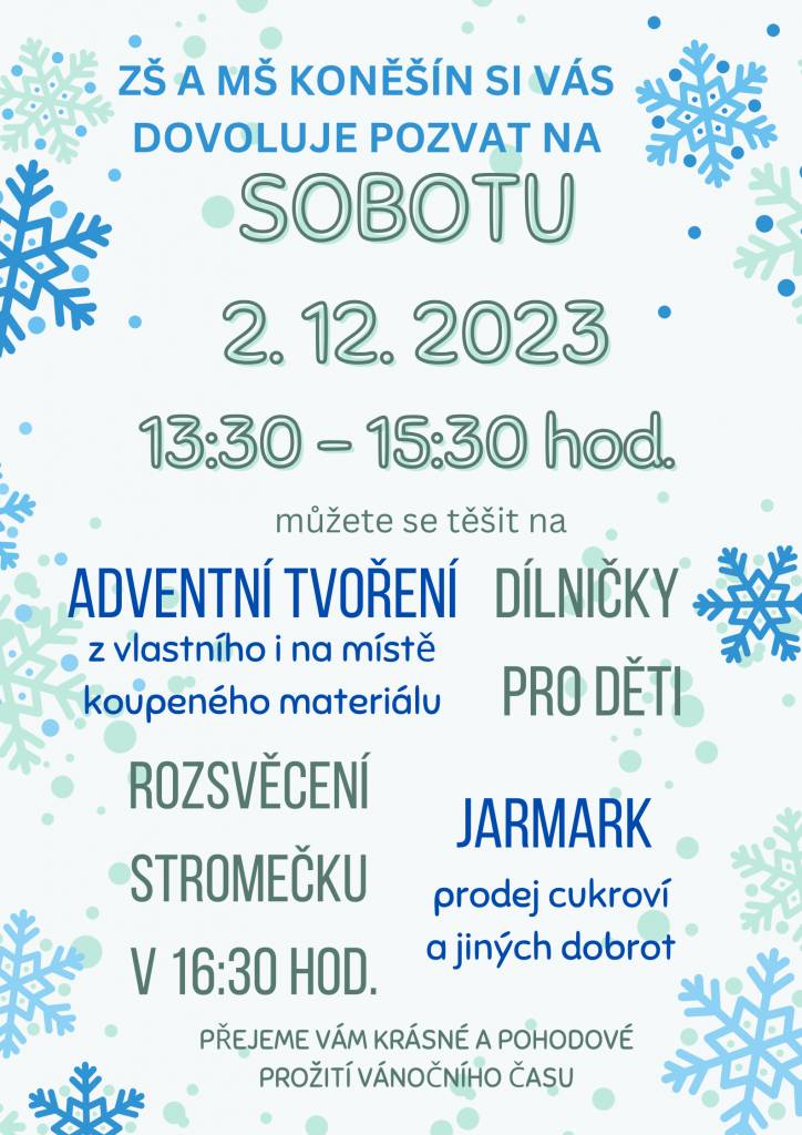 Adventní tvoření v ZŠ a MŠ Koněšín - 2. 12. 2023 od 13.30 hod