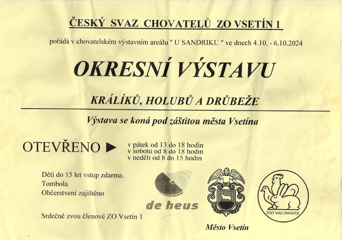 Okresní výstava králiků, holubů a drůbeže