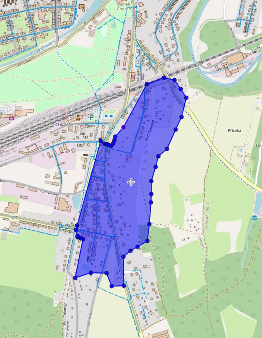 Nad Tunelem, Svatojiřská, Příční, Franouzská, Litomyšlská, B. Němcové, Dukelská, Nořínská