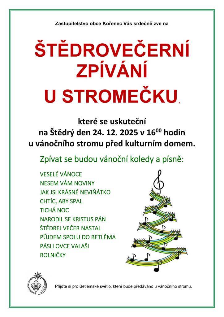 24.12.2025 v 16 hodin u vánočního stromu před kulturním domem.