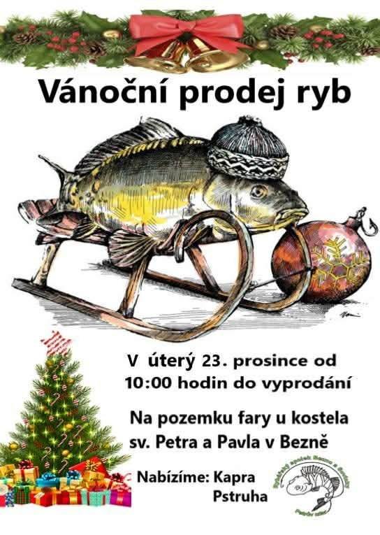 Tradiční prodej ryb na farní zahradě.