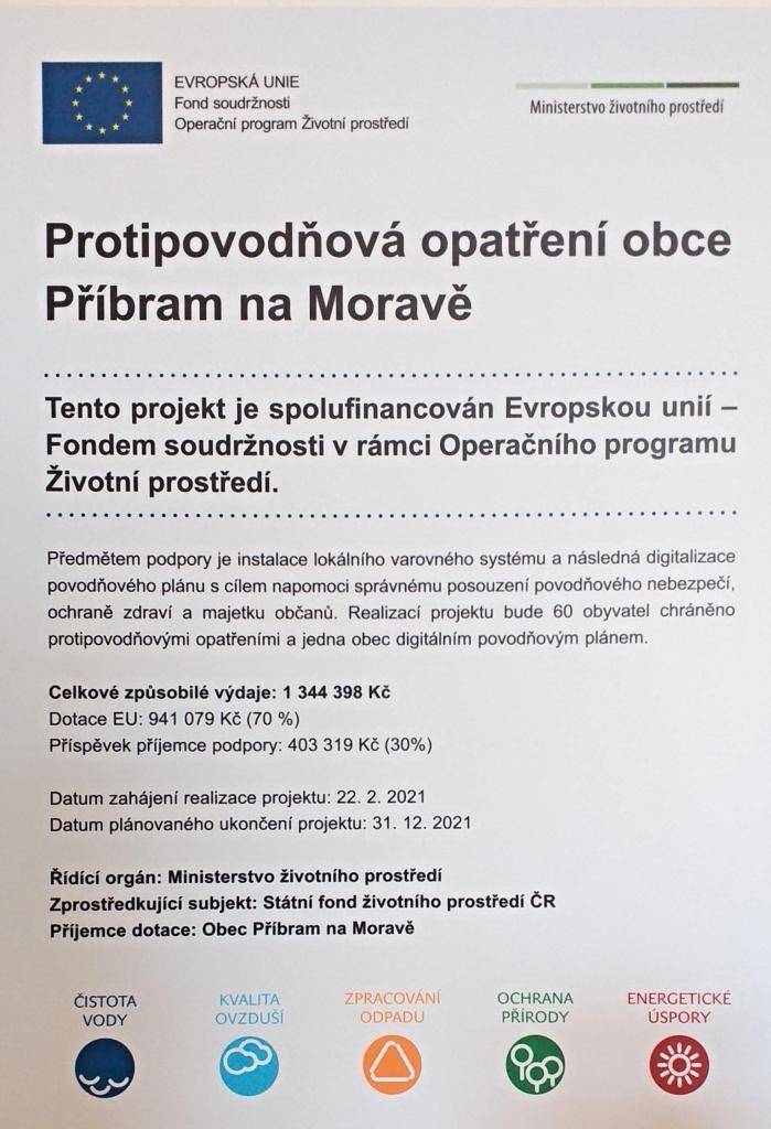 Protipovodňová opatření obce Příbram na Moravě