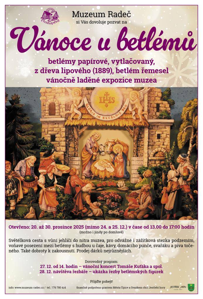 Pozvání na Vánoční výstavu Muzea Radeč 2025.    Plakát/pozvánka v příloze.
