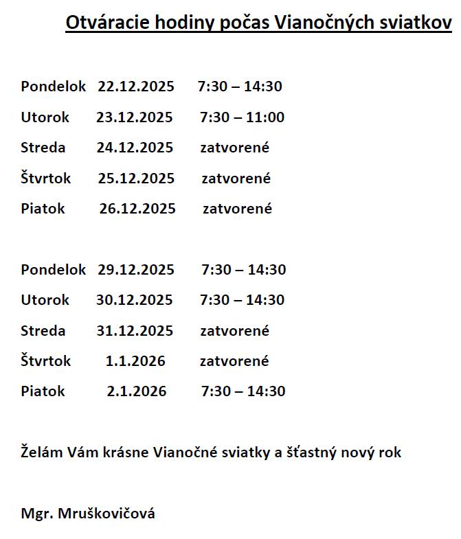 Lekáreň Soblahov informuje občanov o otváracích hodinách počas sviatkov. Bližšie informácie v prílohe.