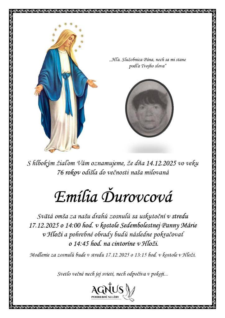Ďurovcová Emília december 2025