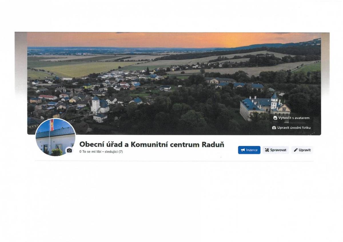 Obec Raduň pro Vás připravila nový facebookový profil: www.facebook.com/obecní úřad a komunitní centrum Raduň    Najdete zde aktuální informace obce Raduň.Přidejte si naši novou facebookovou stránku do sledování a budete vždy v obraze.