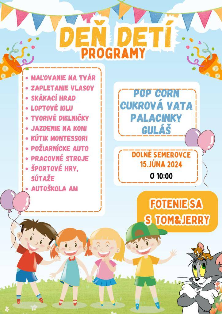Deň detí 15.6.2024 o 10:00 hod. - Gyermeknap 2024.6.15 10:00 tól