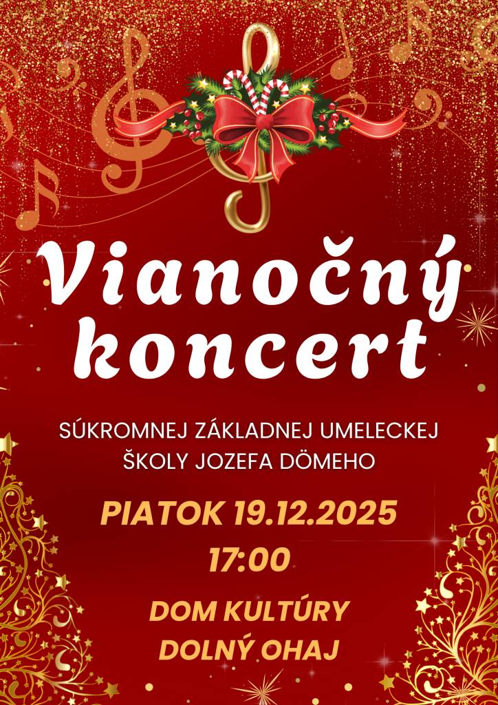 Vianočný koncert SZUŠ J.Dömeho 19.12.2025 o 17:00 hod. v KD Dolný Ohaj