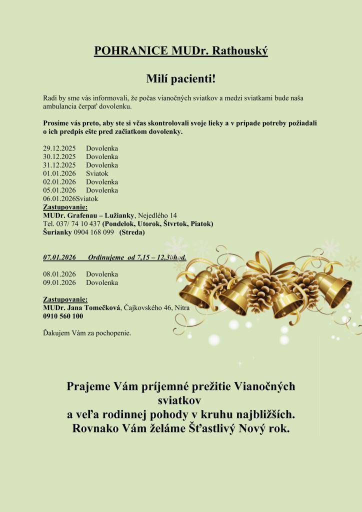 OZNAM MUDr.RATHOUSKÝ   ÉRTESÍTÉS MUDr. RAUHOUSKÝ