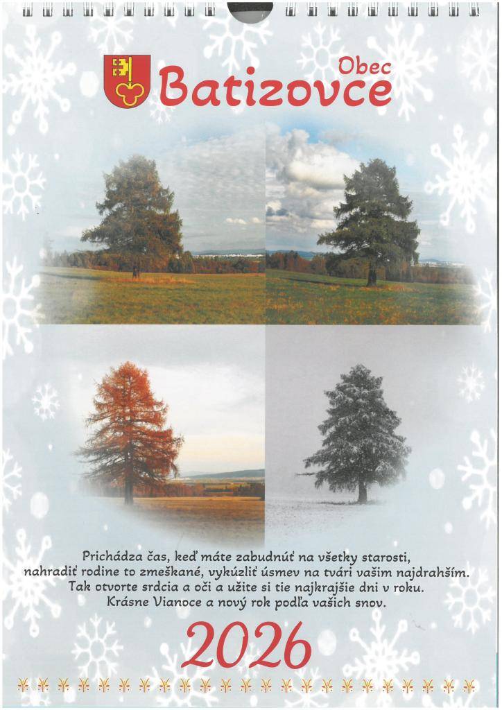 Aj tento rok si môžete vo svojich poštových schránkach nájsť obecný kalendár na rok 2026.