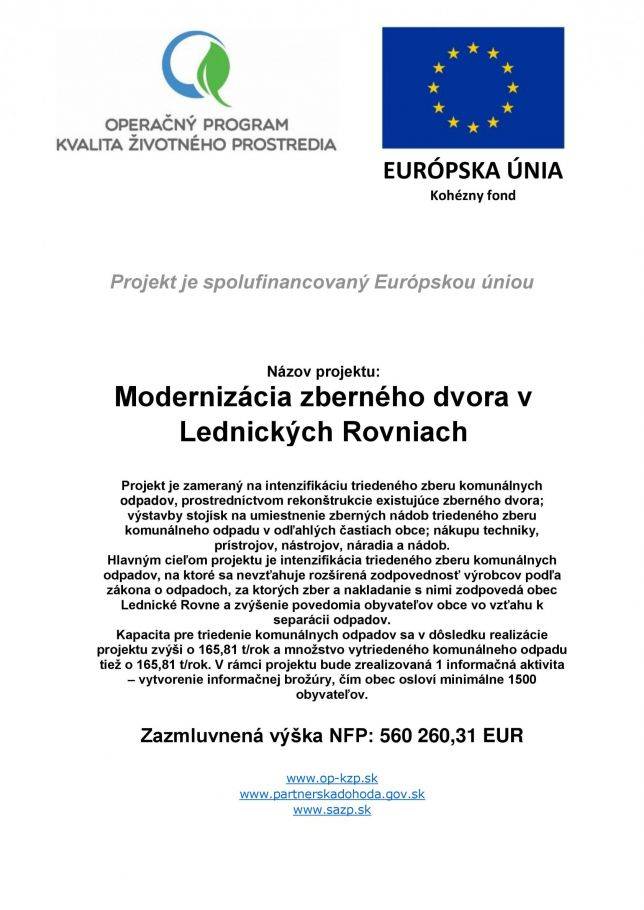 Modernizácia zberného dvora v Lednických Rovniach
