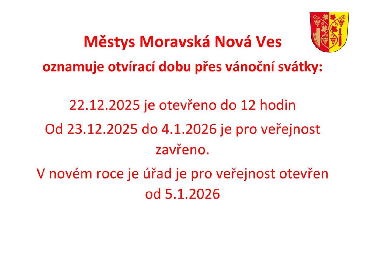 Provozní doba úřadu městyse přes vánoční svátky