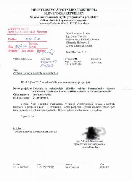 Názov projektu  Zakrytie a rekultivácia skládky TKO Podstránie - Lednické Rovne - ZNÍŽENIE ZÁŤAŽE NA ŽIVOTNÉ PROSTREDIE