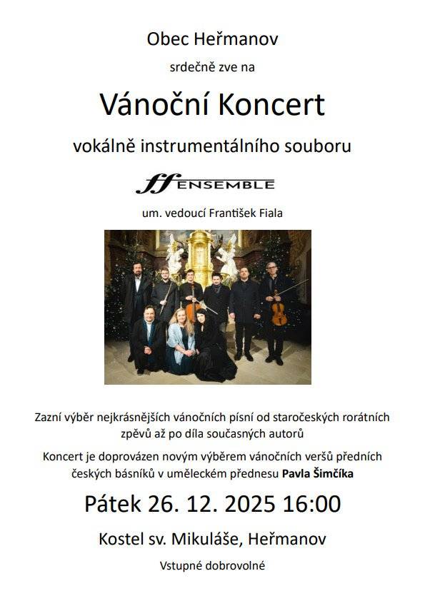 26.12. od 16:00 Koncert Lucie Laubové 27.12. od 17:00 Živý betlém 30.12. Vánoční turnaj - stolní tenis