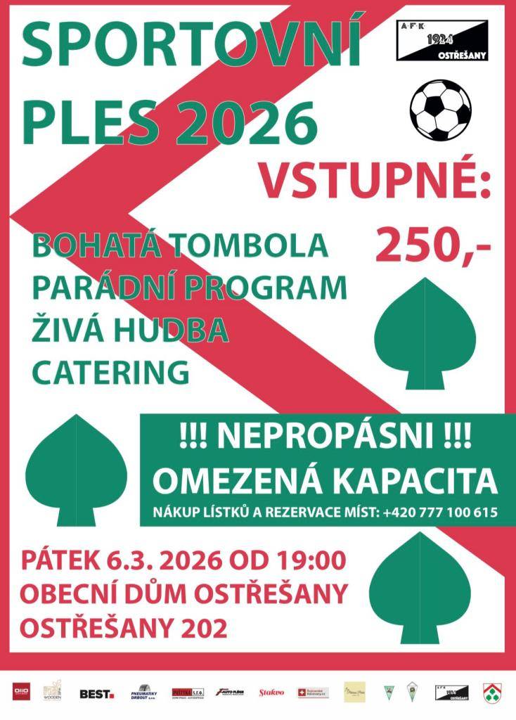 Vážení spoluobčané,   AFK Ostřešany Vás srdečně zve na sportovní ples.