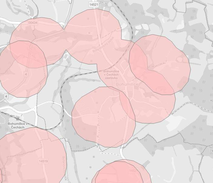 Vyznačené zóny zákazu používání zábavné pyrotechniky pro obec Bohumilice