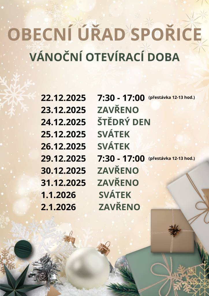 OÚ - Vánoční otevírací doba