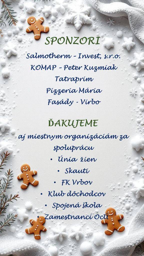 Ďakujeme všetkým, ktorí prispeli k sviatočnej atmosfére predvianočných trhov v obci Vrbov.
