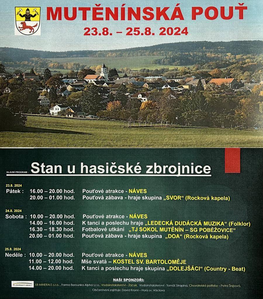 Mutěnínská pouť   23. - 25.8.  2024