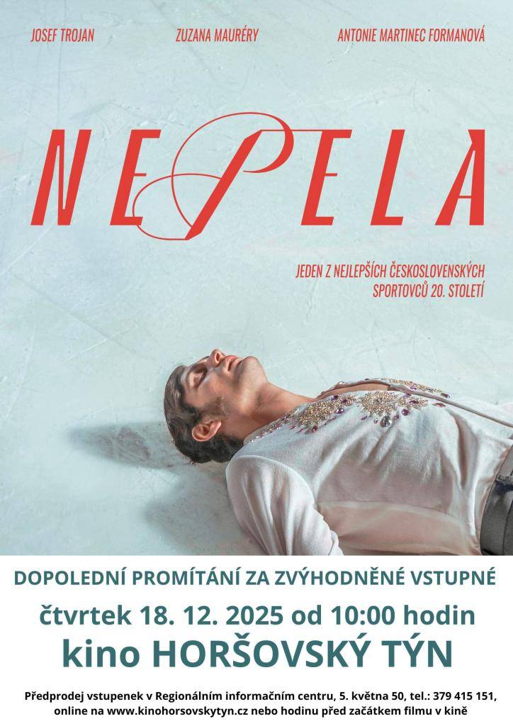 Silný příběh, který zasáhne. Ponořte se do života Ondreje Nepely – legendárního krasobruslaře, jehož cesta na vrchol byla plná dřiny, talentu i emocí. Kino Horšovský Týn 18. 12. 2025 od 10:00 hodin.