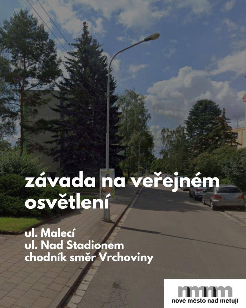 ulice Malecí, Nad Stadionem a chodník směr Vrchoviny