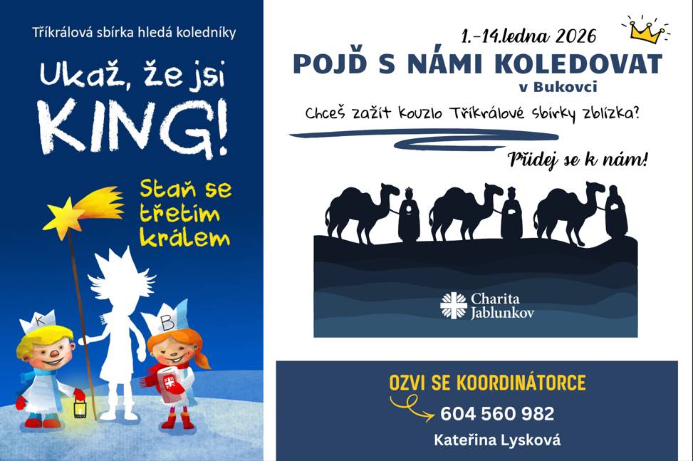 Charita Jablunkov hledá koledníky pro Tříkrálovou sbírku v naší obci.   Více viz plakát.