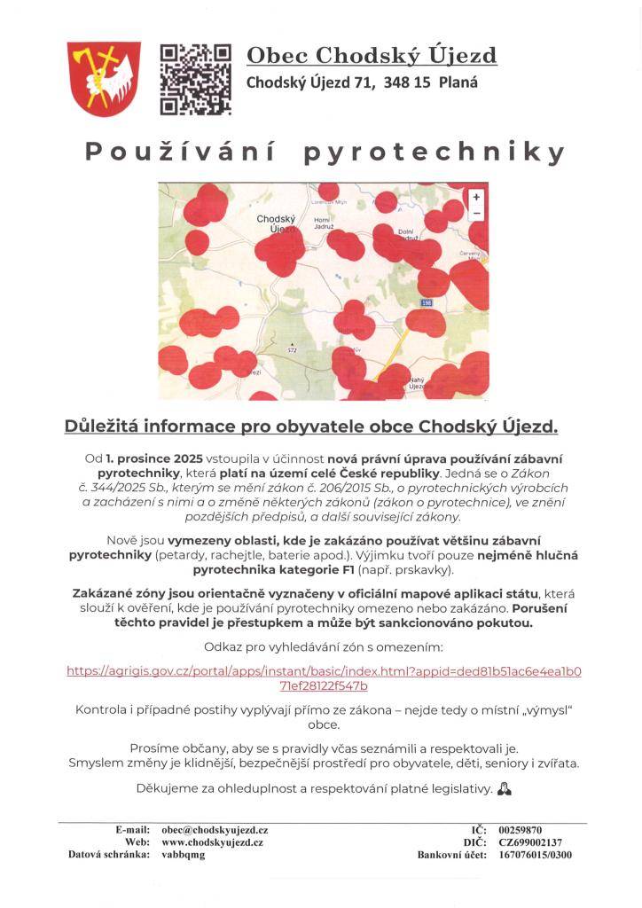 Důležitá informace pro občany katastru obce Chodský Újezd.