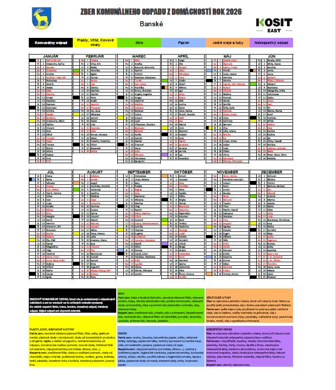 Harmonogram vývozu 2026