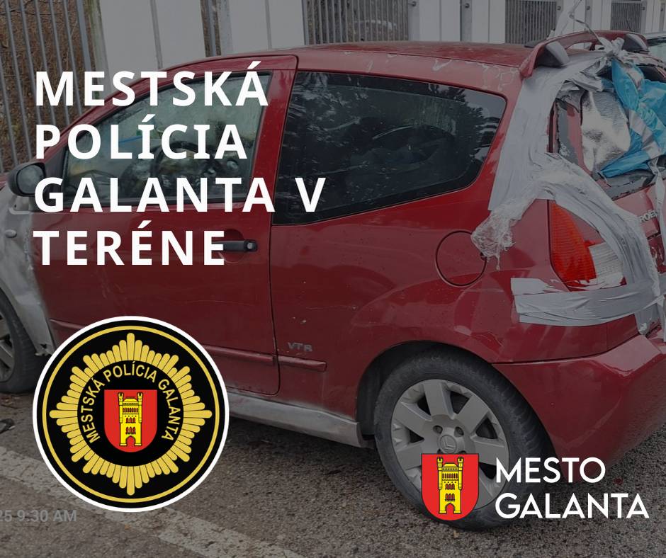 Mestská polícia Galanta pracuje naplno aj v tomto období. Dnes sa jej podarilo odstrániť ďalší vrak vozidla z verejného priestranstva. Vozidlo, ktoré dlhodobo stálo v lokalite pri novom cintoríne, už viac nehyzdí okolie a neobmedzuje verejný priestor.