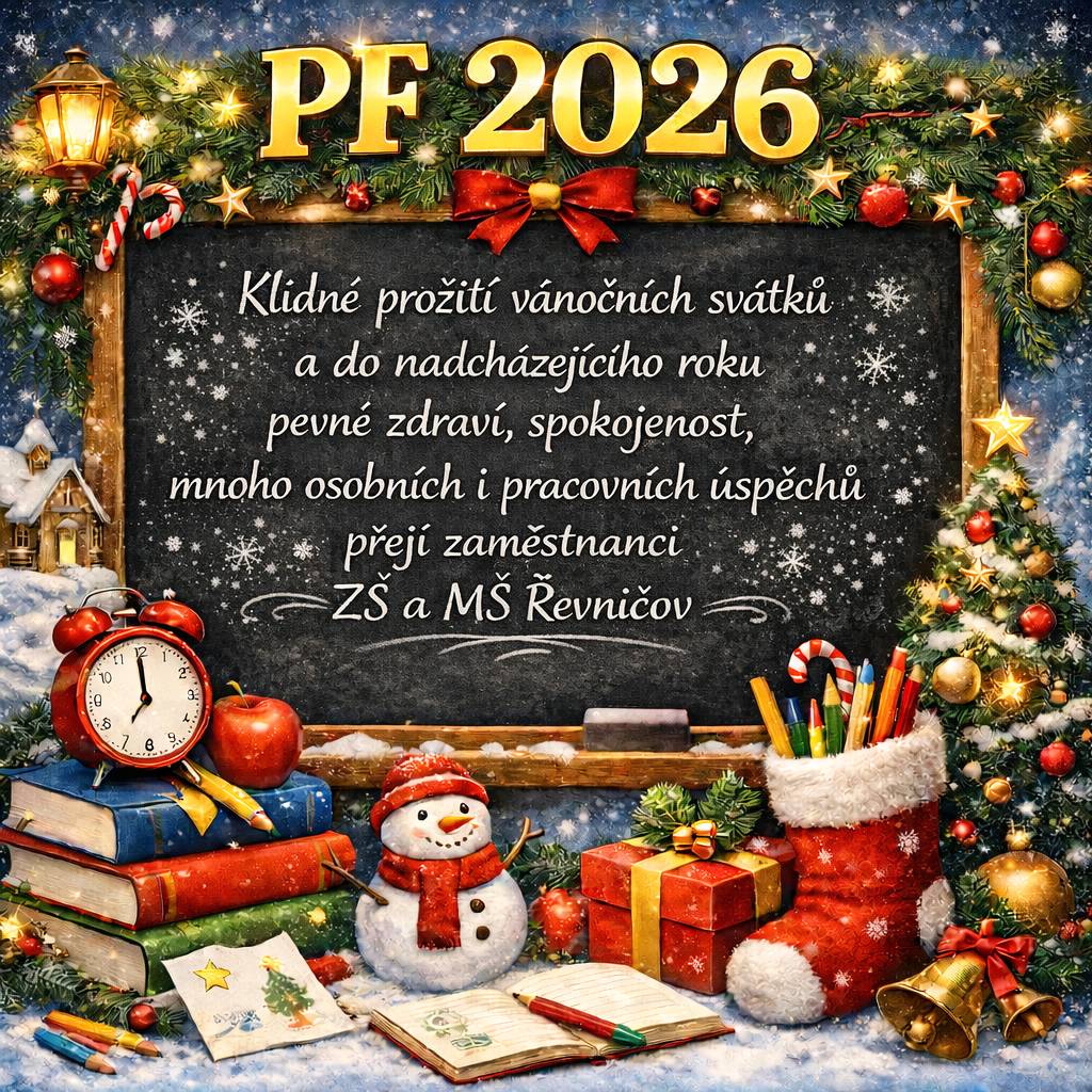 Pohodové vánoční svátky v kruhu rodinném a vše nejlepší   v novém kalendářním roce.    Přejí zaměstnanci Základní a mateřské školy Řevničov