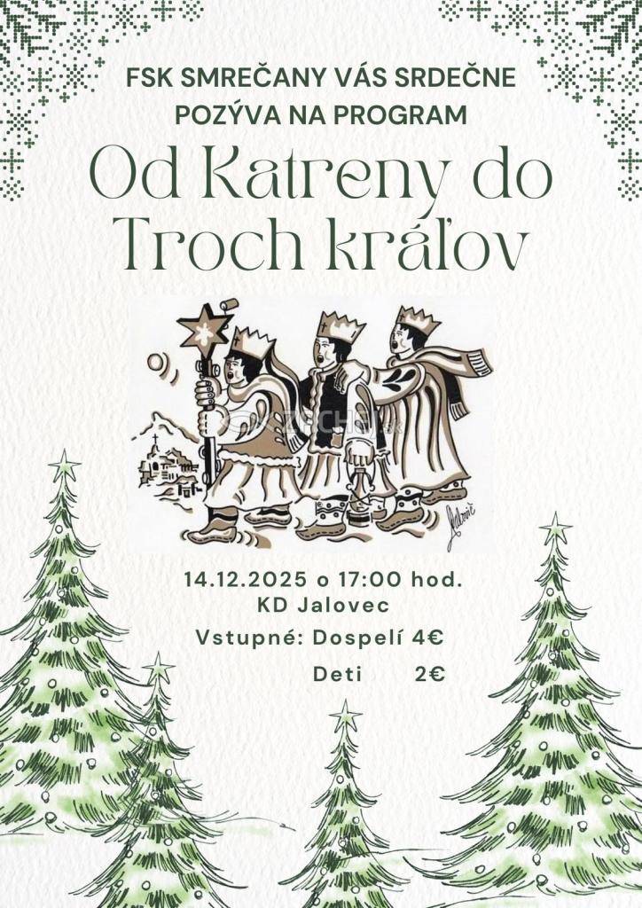 Obec Uhorská Ves a FSK Smrečany vás srdečne pozývajú na program, ktorý sa uskutoční 4. januára 2026 o 16:00 hod. Vstupné je dobrovoľné, tešíme sa na vašu účasť.