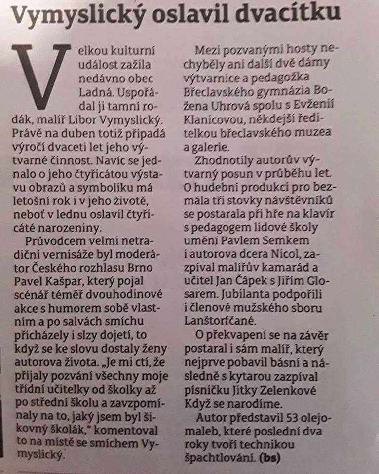 Vymyslický oslavil dvacítku