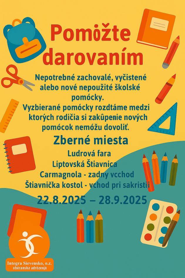 Zber školských pomôcok , bazár športových vecí